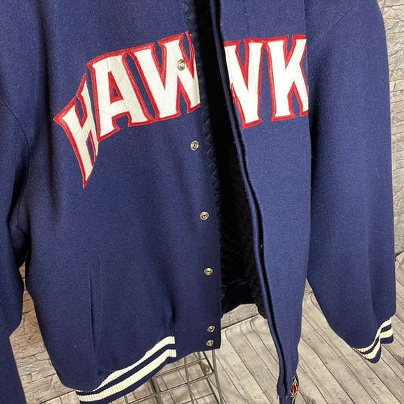 🔥🔥🔥ATL HAWKS VINTAGE WOOL BOMBER JACKET W Leather Lettering Size: XXL🥶🔥🔥🔥 - Picture 15 of 17
